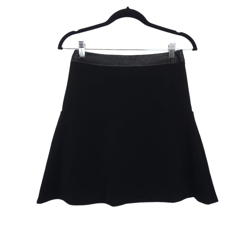 Ann Taylor Faux Leather-Trim Scuba Skater Mini Skirt - Picture 1 of 6